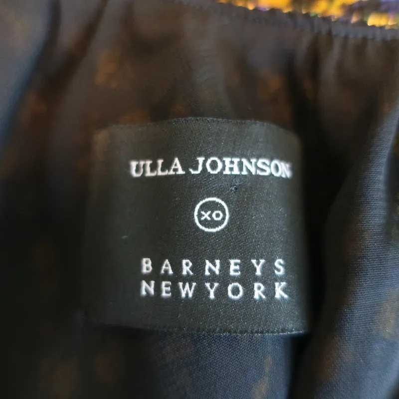 Ulla Johnson xo Barneys One Shoulder Top Femi Floral Print Metallic Silk Size 2