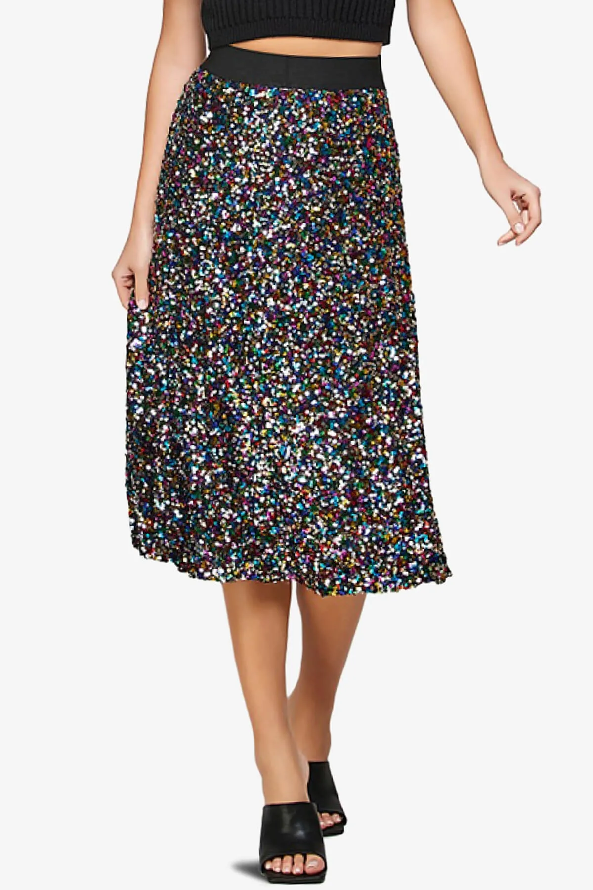 Ulyana Multi Sequin A-Line Midi Skirt