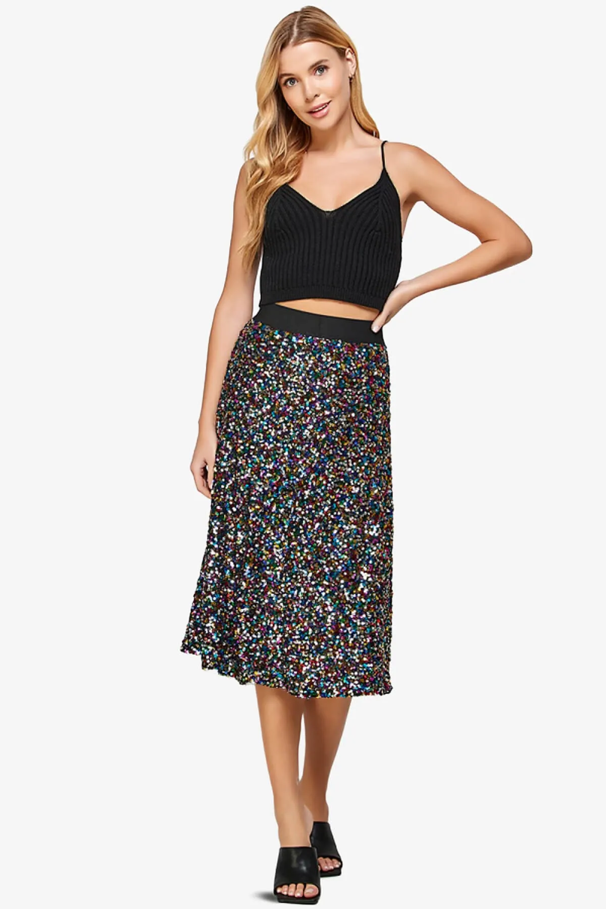 Ulyana Multi Sequin A-Line Midi Skirt