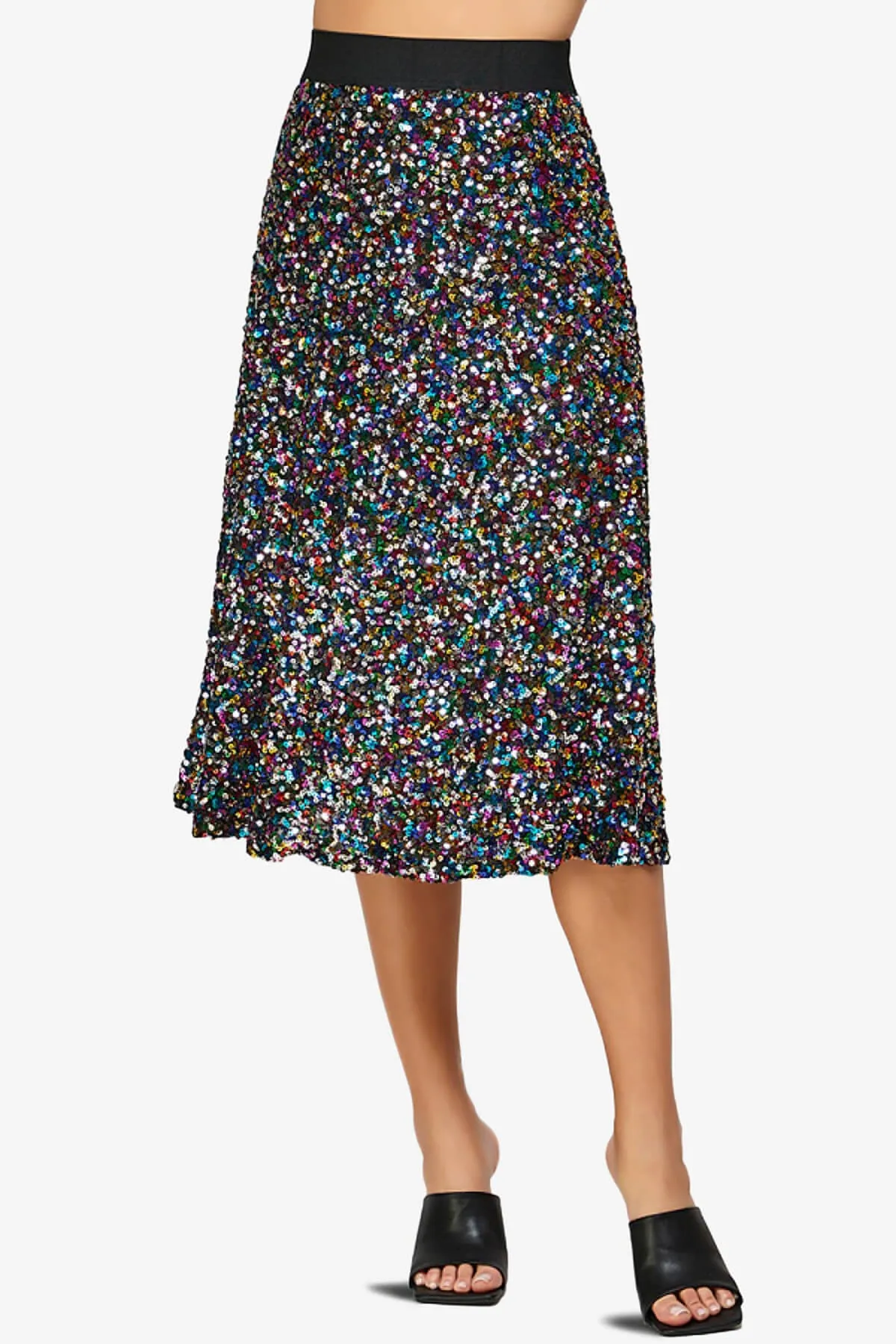 Ulyana Multi Sequin A-Line Midi Skirt