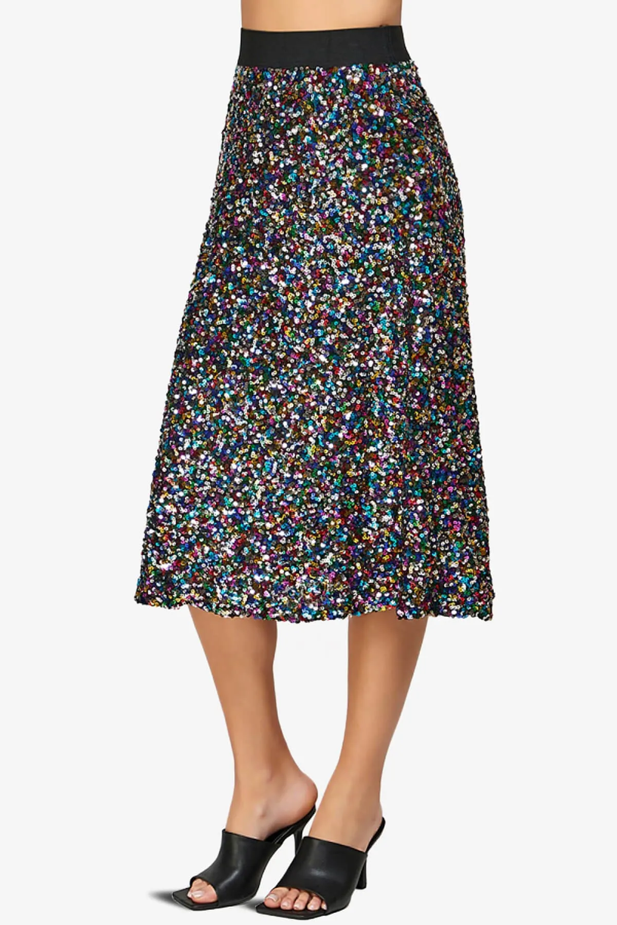 Ulyana Multi Sequin A-Line Midi Skirt