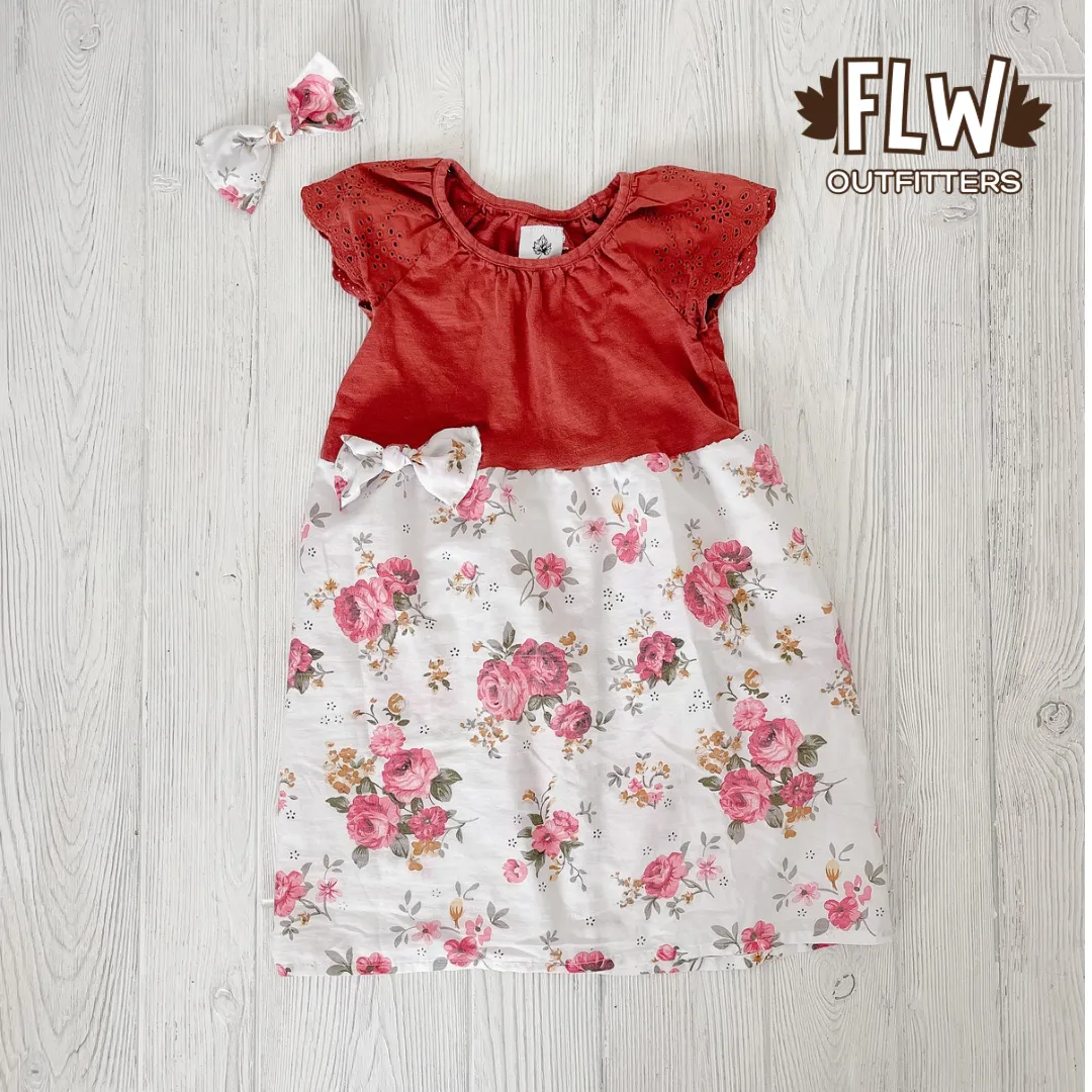Upcycled Dress 4T-7Y Wild Rose