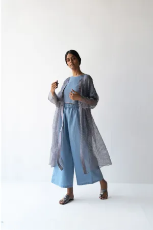 Urvashi Kaur   -   Tranquil Blue Format Top Stitch Line Details