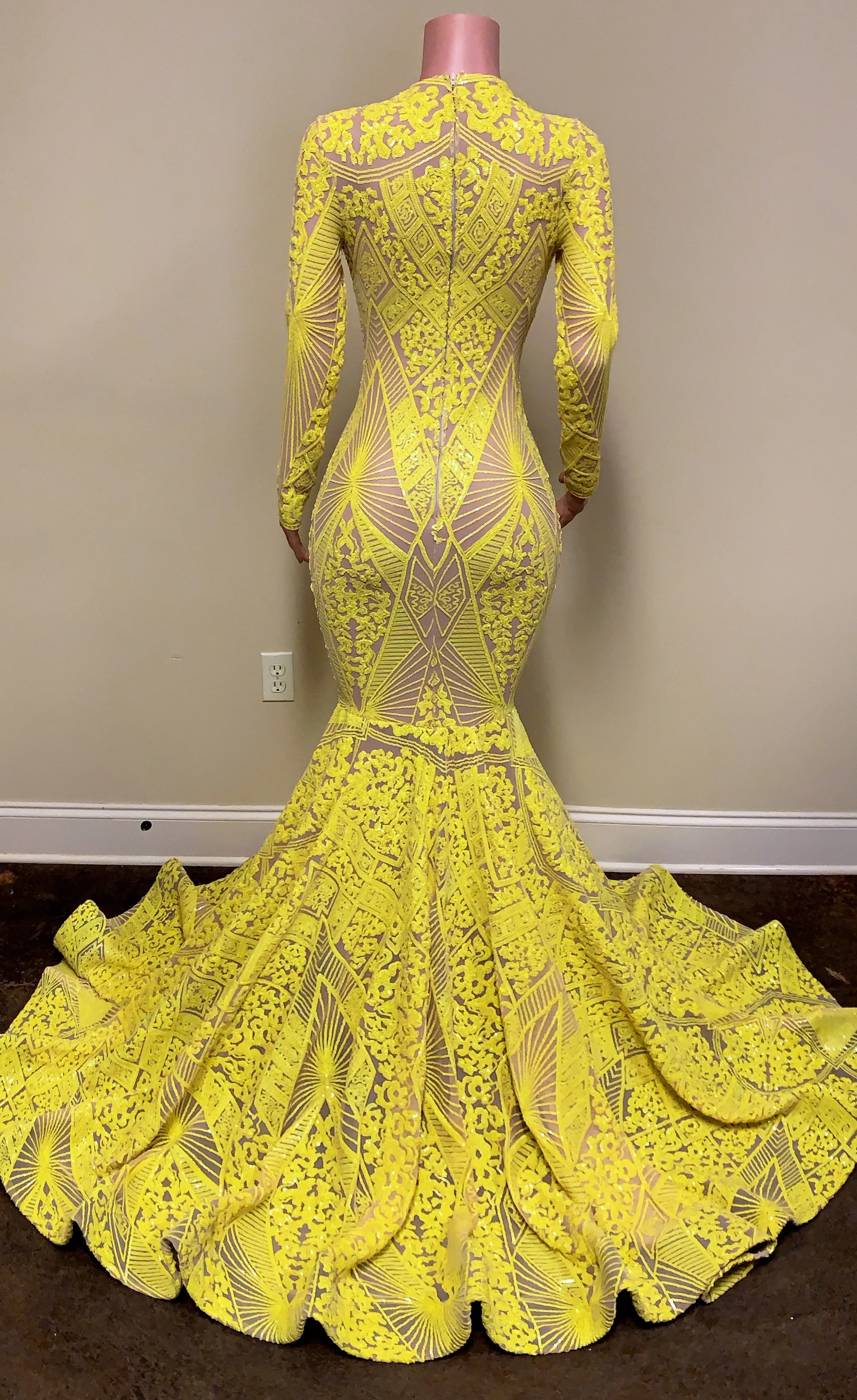 V Neck Sequin Mermaid Gown