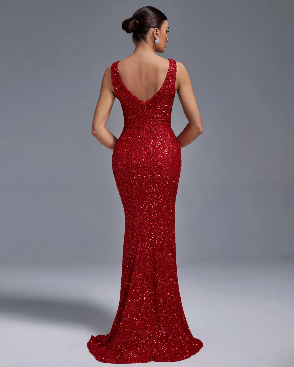 V Neck Sequins Mermaid Dress