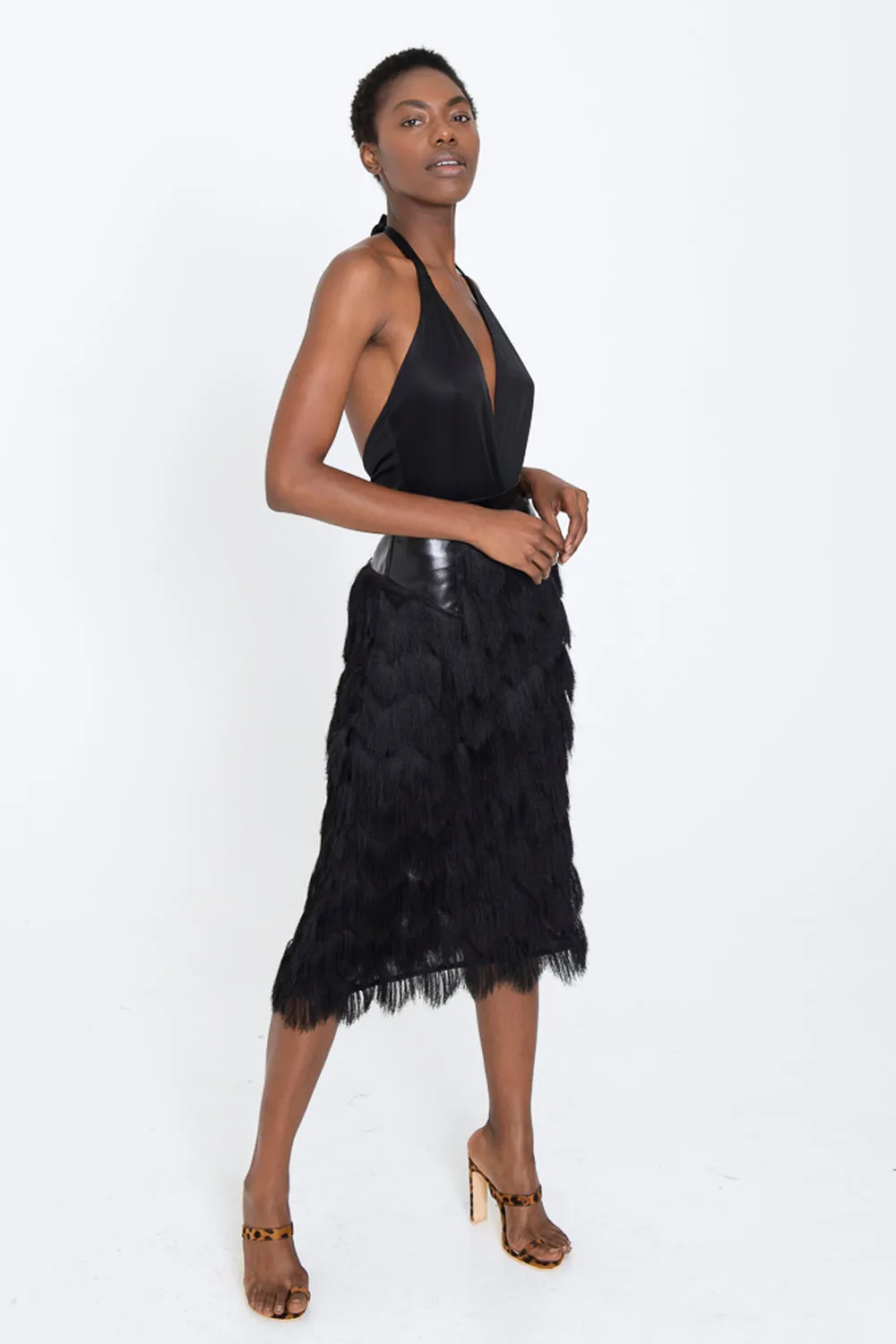 VALENTINA Noir Fringe Skirt in Multi-lengths