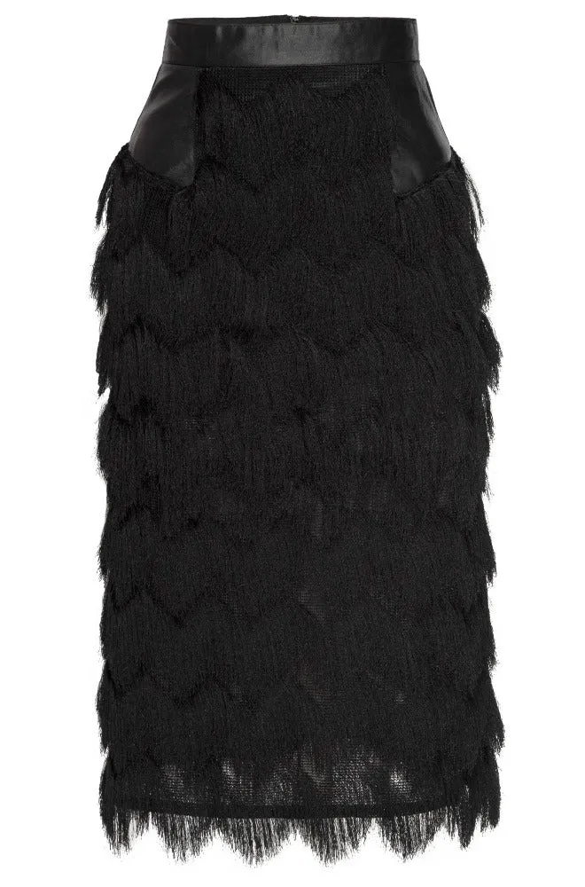VALENTINA Noir Fringe Skirt in Multi-lengths