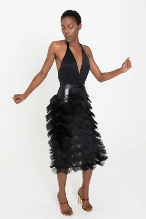 VALENTINA Noir Fringe Skirt in Multi-lengths