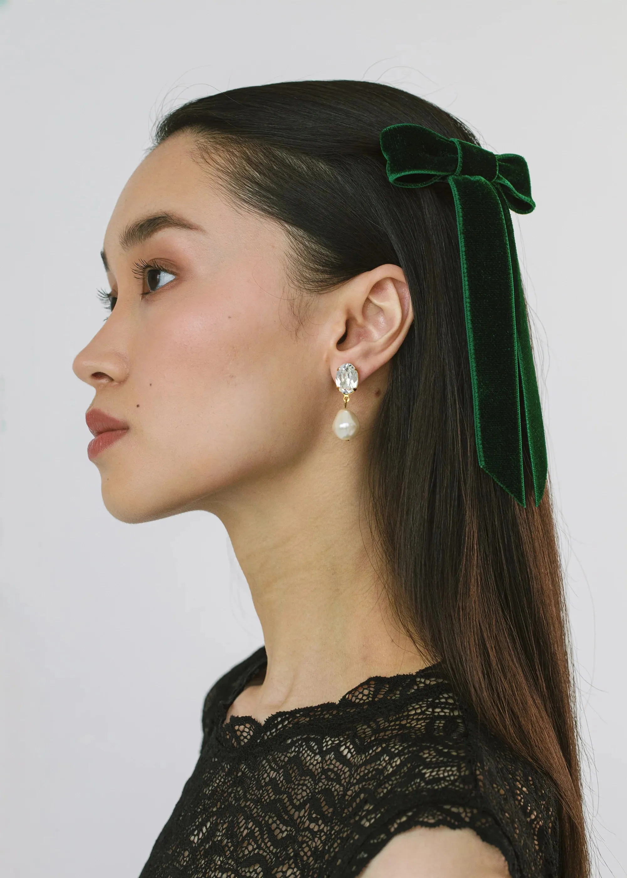 Velvet bow barrette