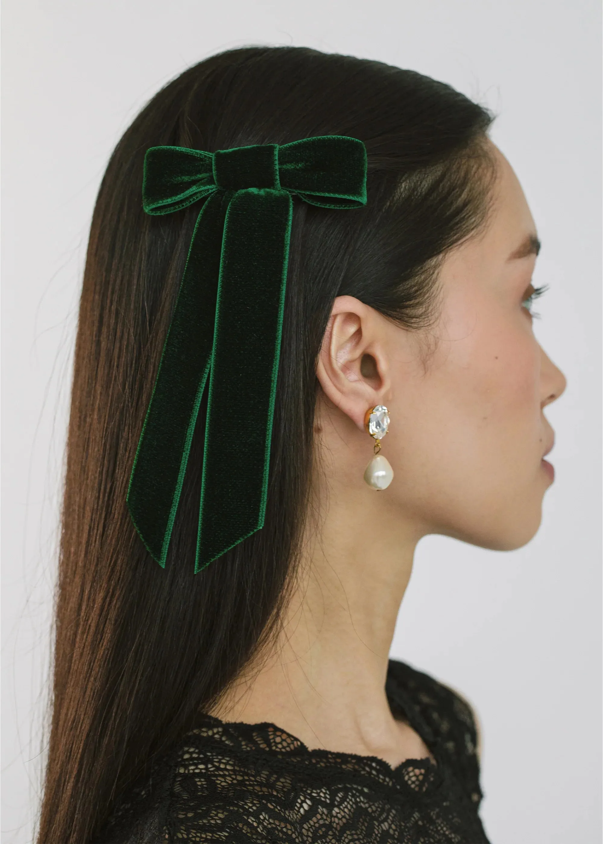 Velvet bow barrette
