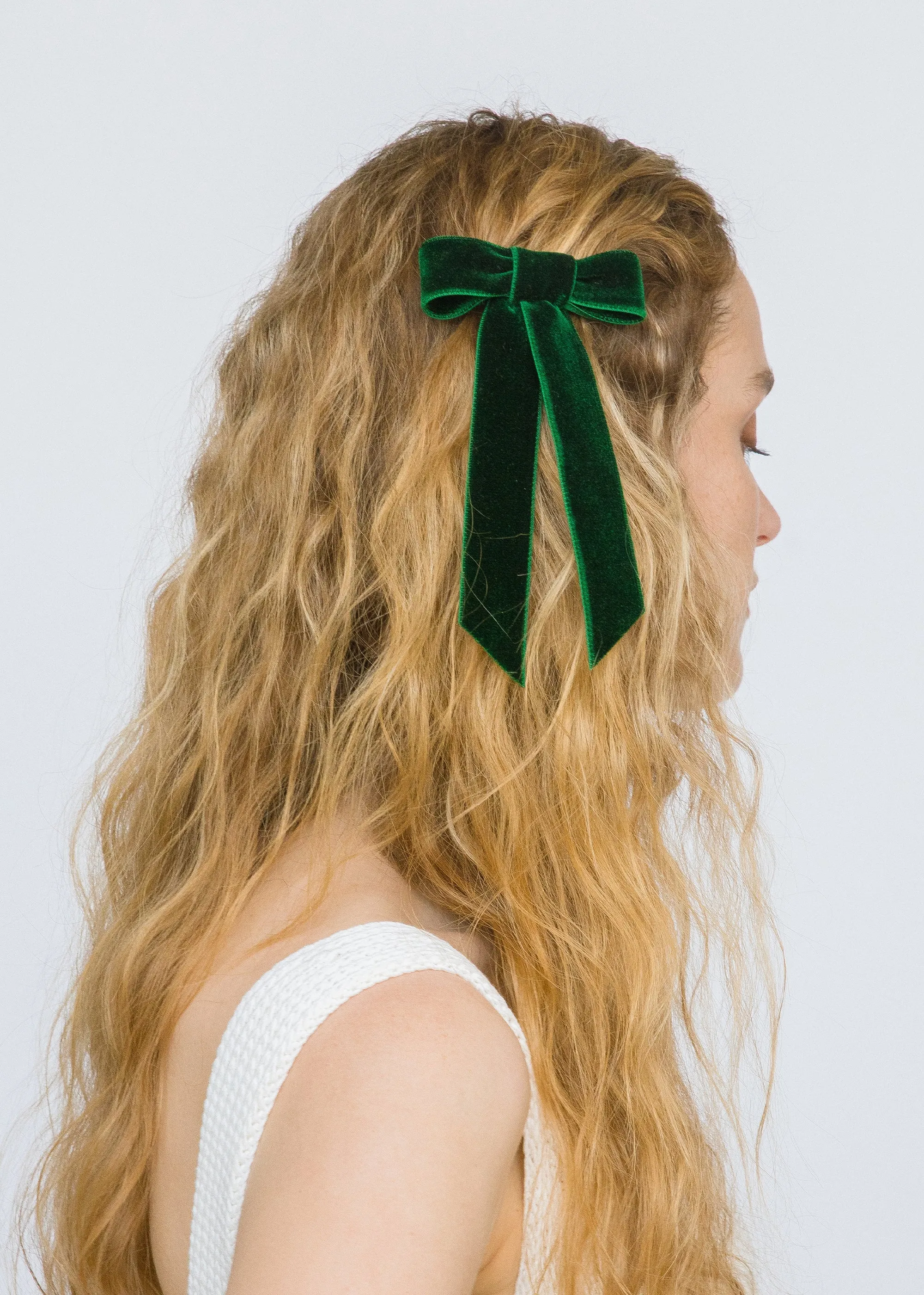 Velvet bow barrette