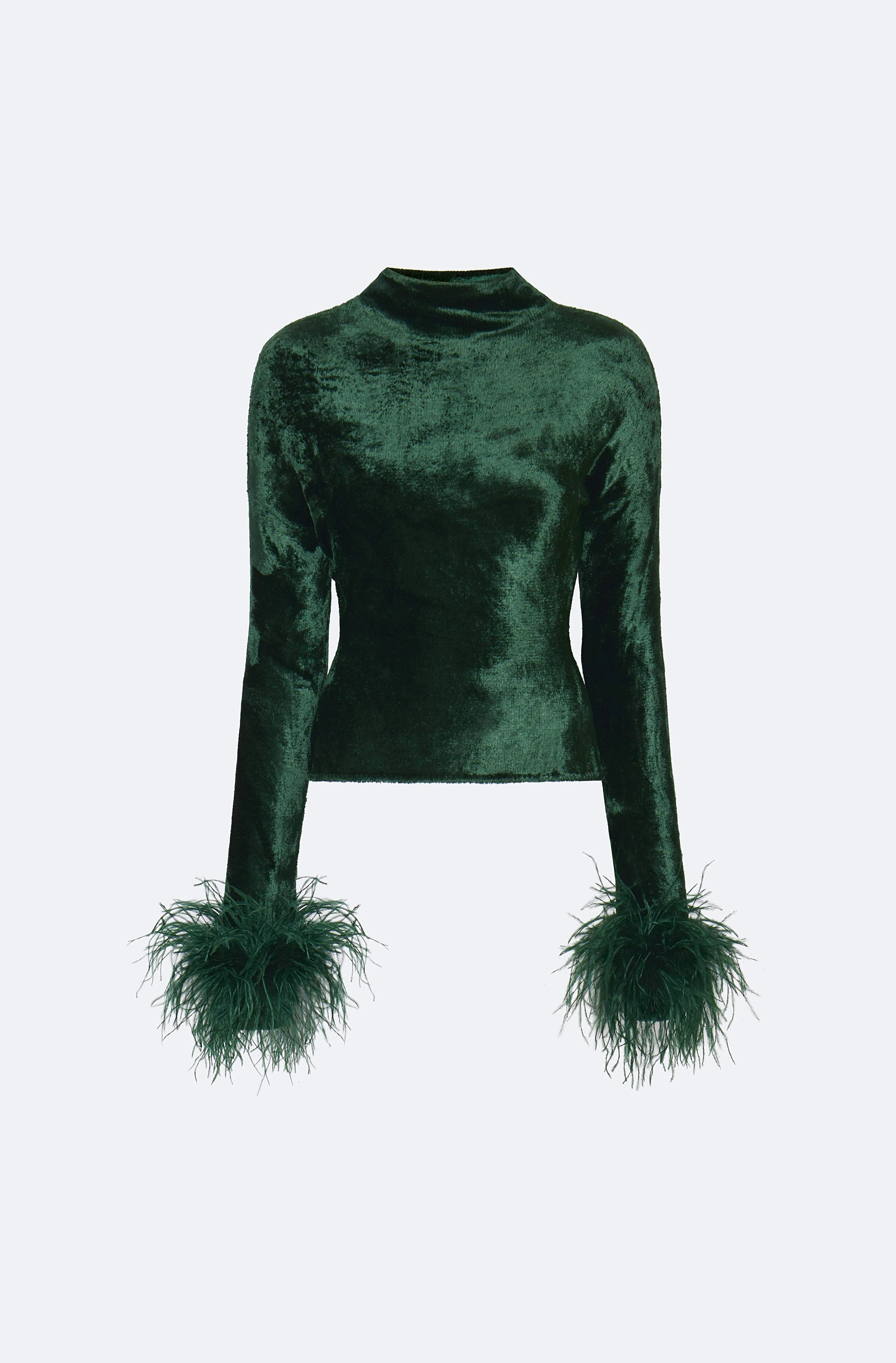 Velvet Dolman Top With Feathers