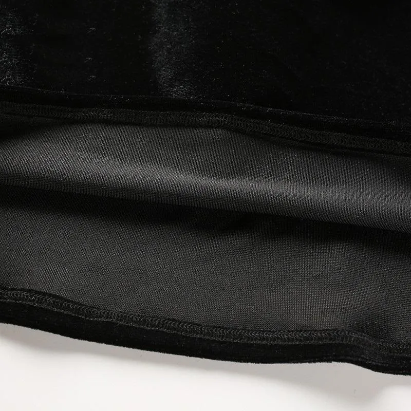 Velvet Embroidery Crop Tank Top