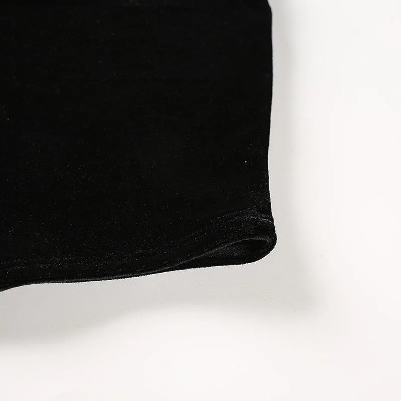 Velvet Embroidery Crop Tank Top