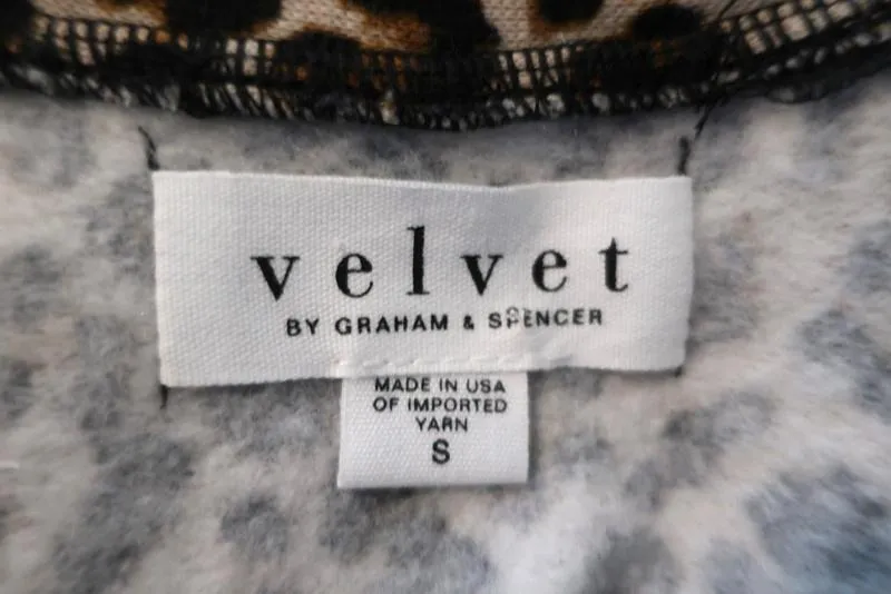 Velvet Graham & Spencer Puff Sleeve Top Ashlyn Leopard Print Fleece Size Small