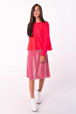 Velvet Grecian Top - Current Pink
