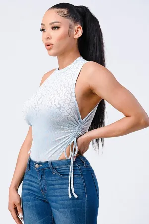 Velvet Leopard Bodysuit Blue
