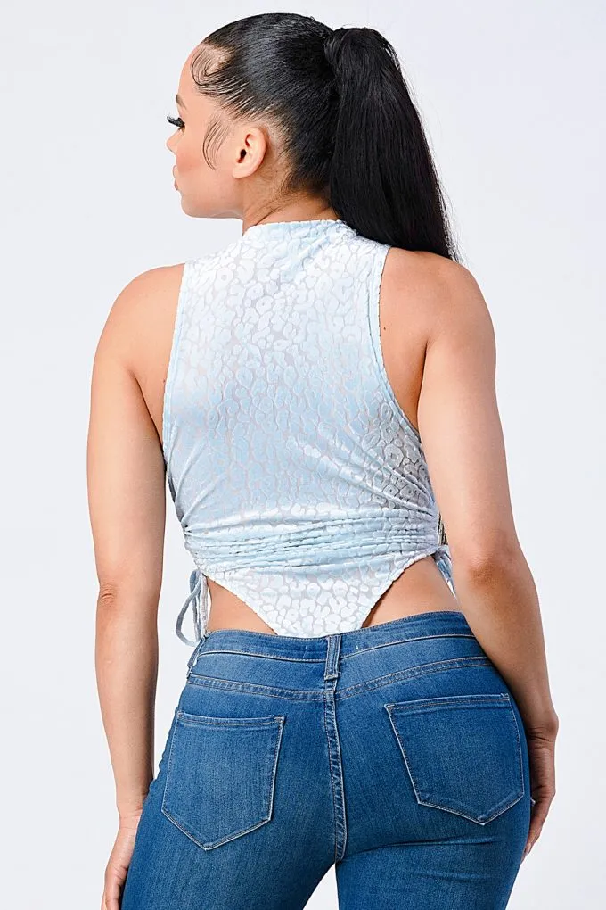 Velvet Leopard Bodysuit Blue