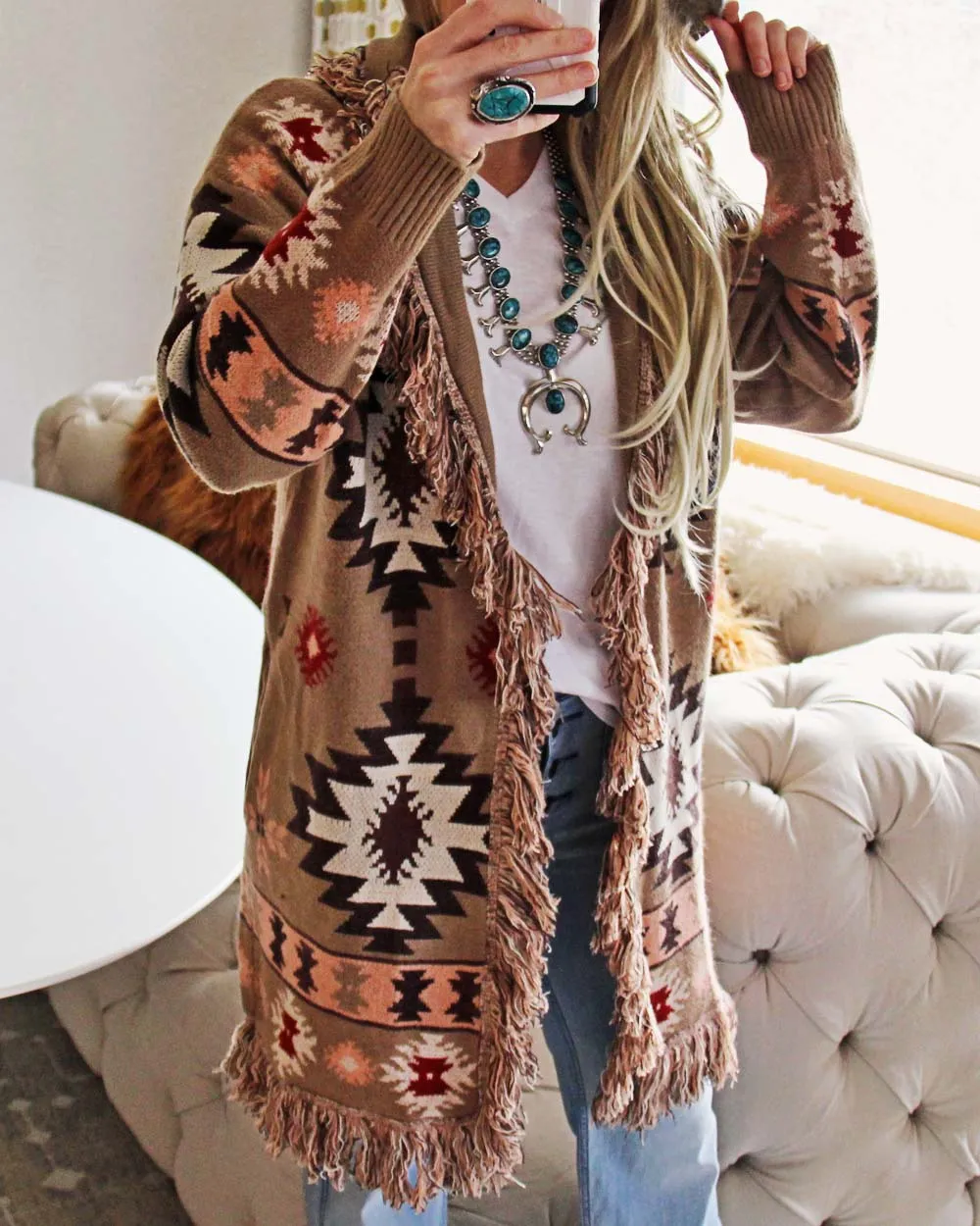 Velvet Moon Blanket Sweater in Sand