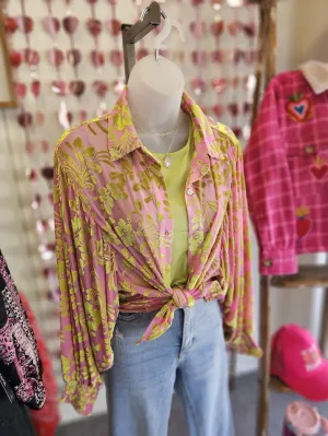 Velvet Pattern Long Slv Button Down Shirt