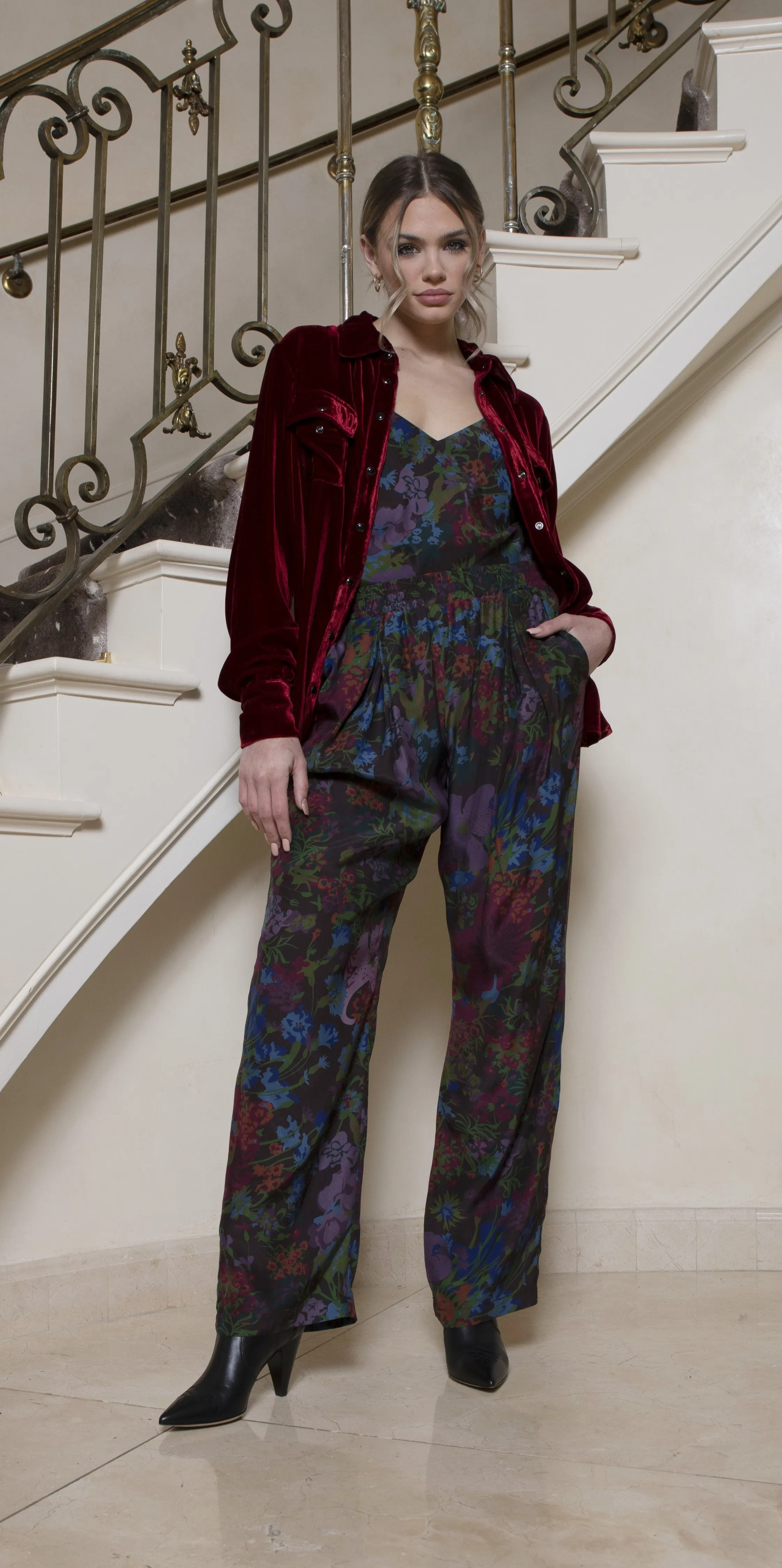 Velvet Pocket Shirt - Dalia Red
