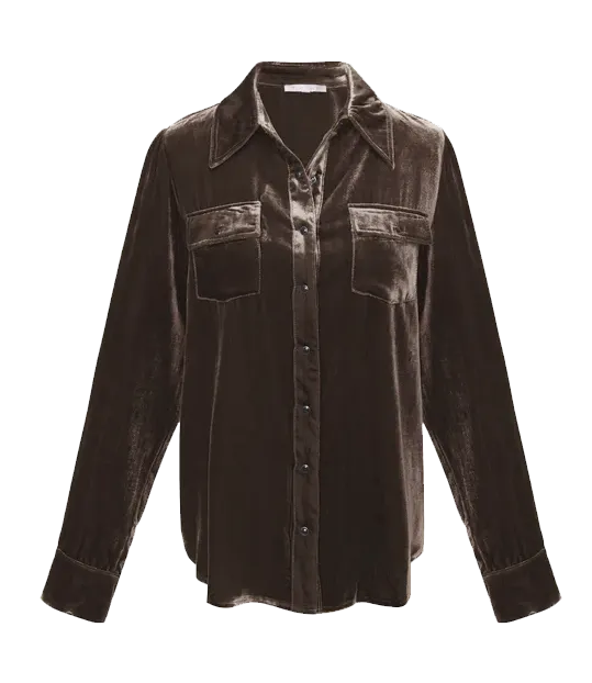 Velvet Pocket Shirt - Fudge