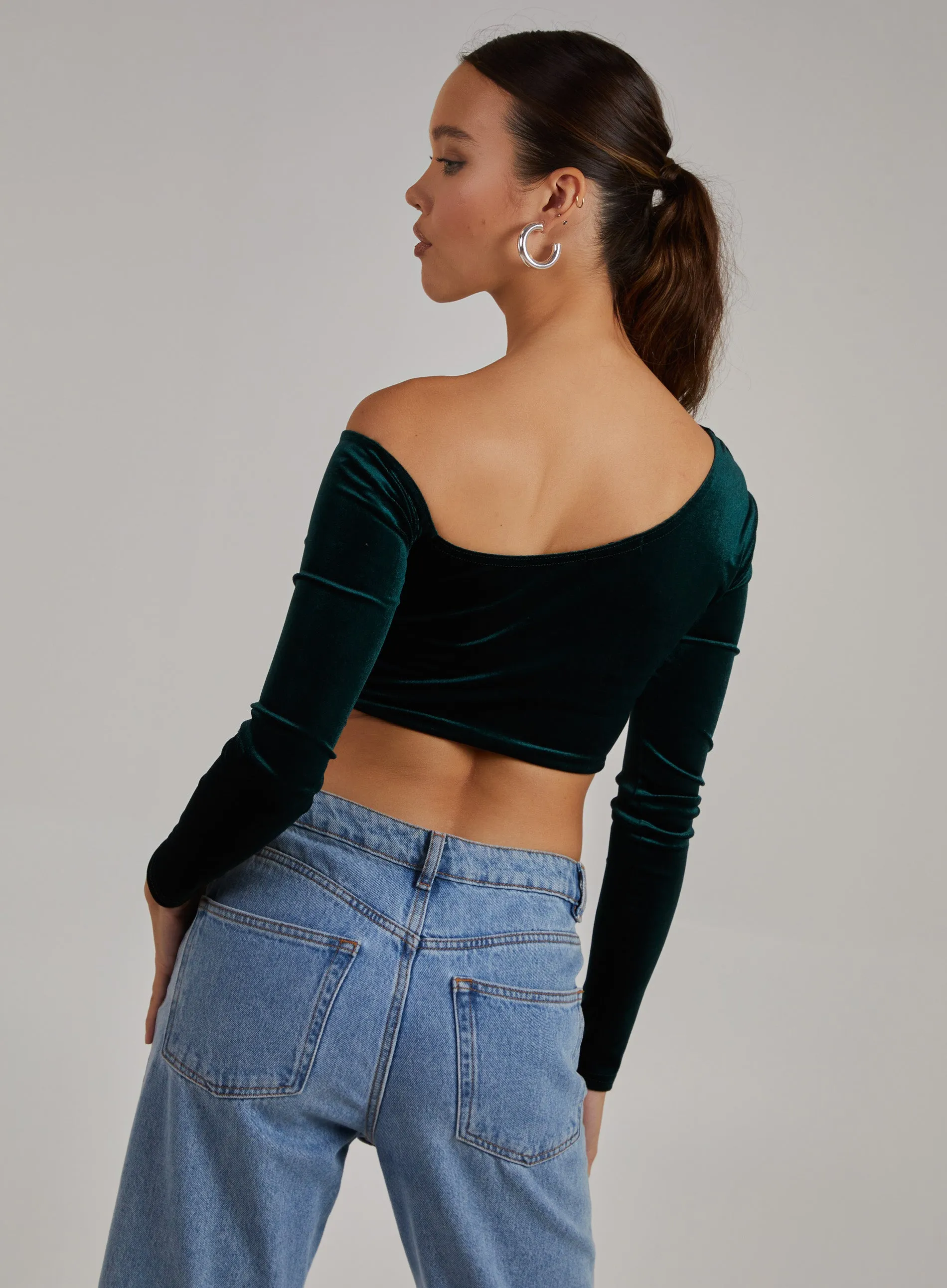 Velvet Twist Front One Shoulder Top