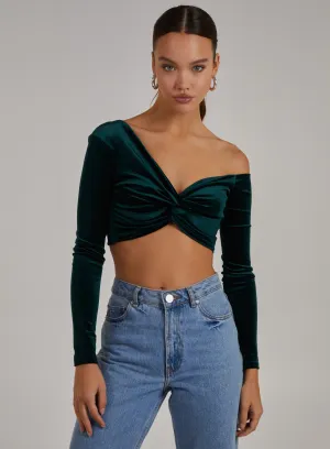 Velvet Twist Front One Shoulder Top