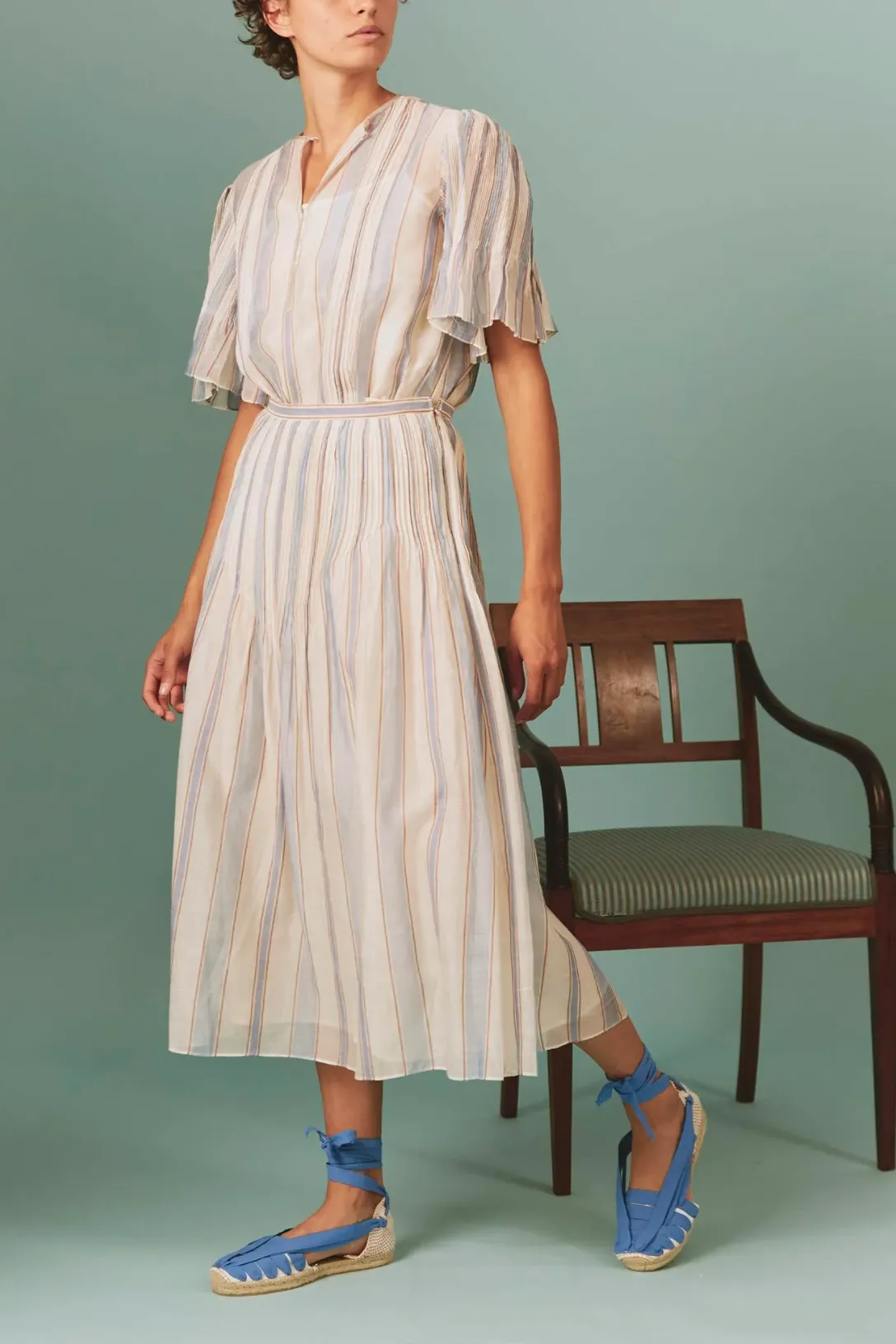 Verde Skirt Chanderi Stripes | Lavender