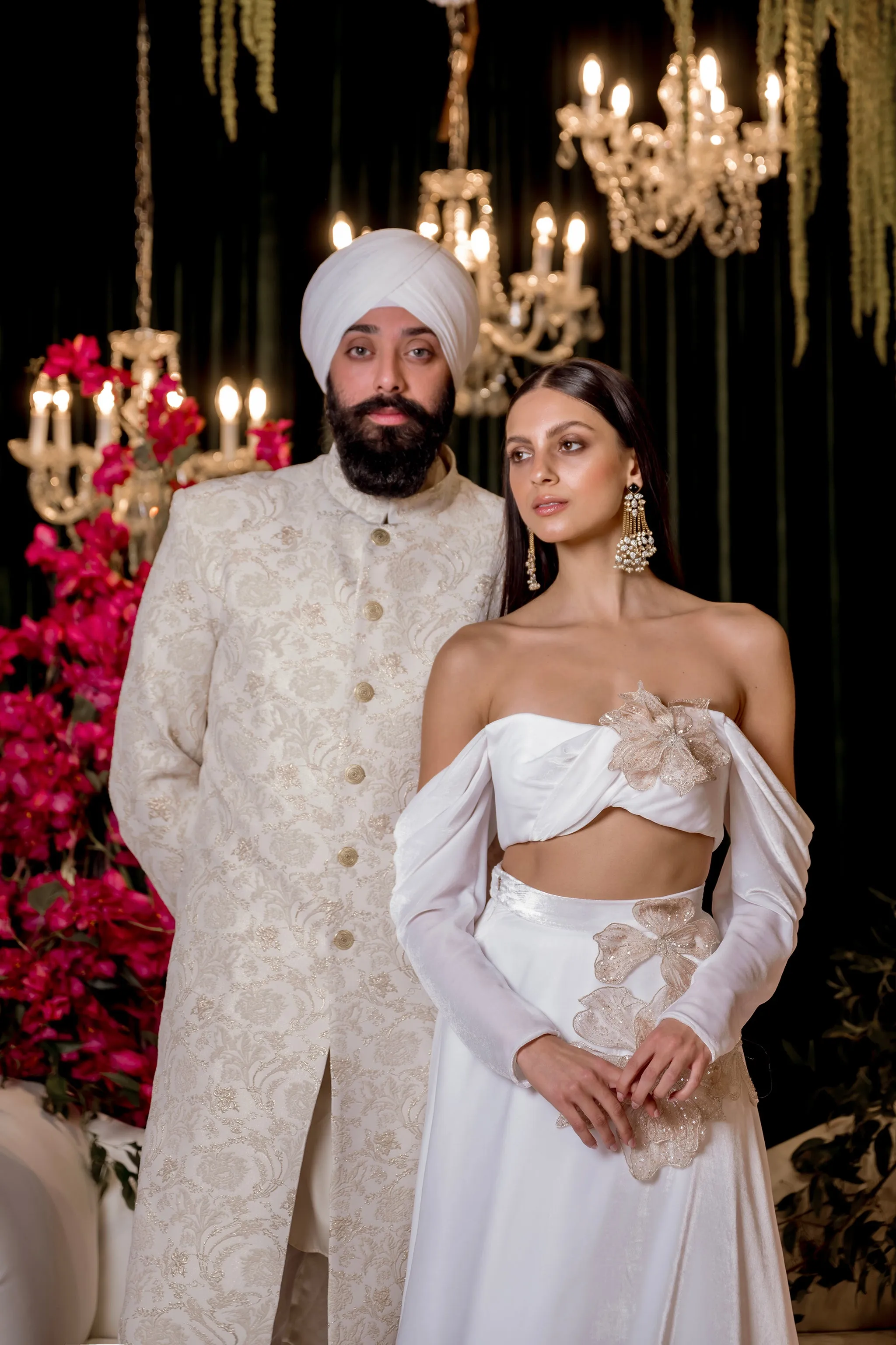 VERONA White Velvet Lehenga Set