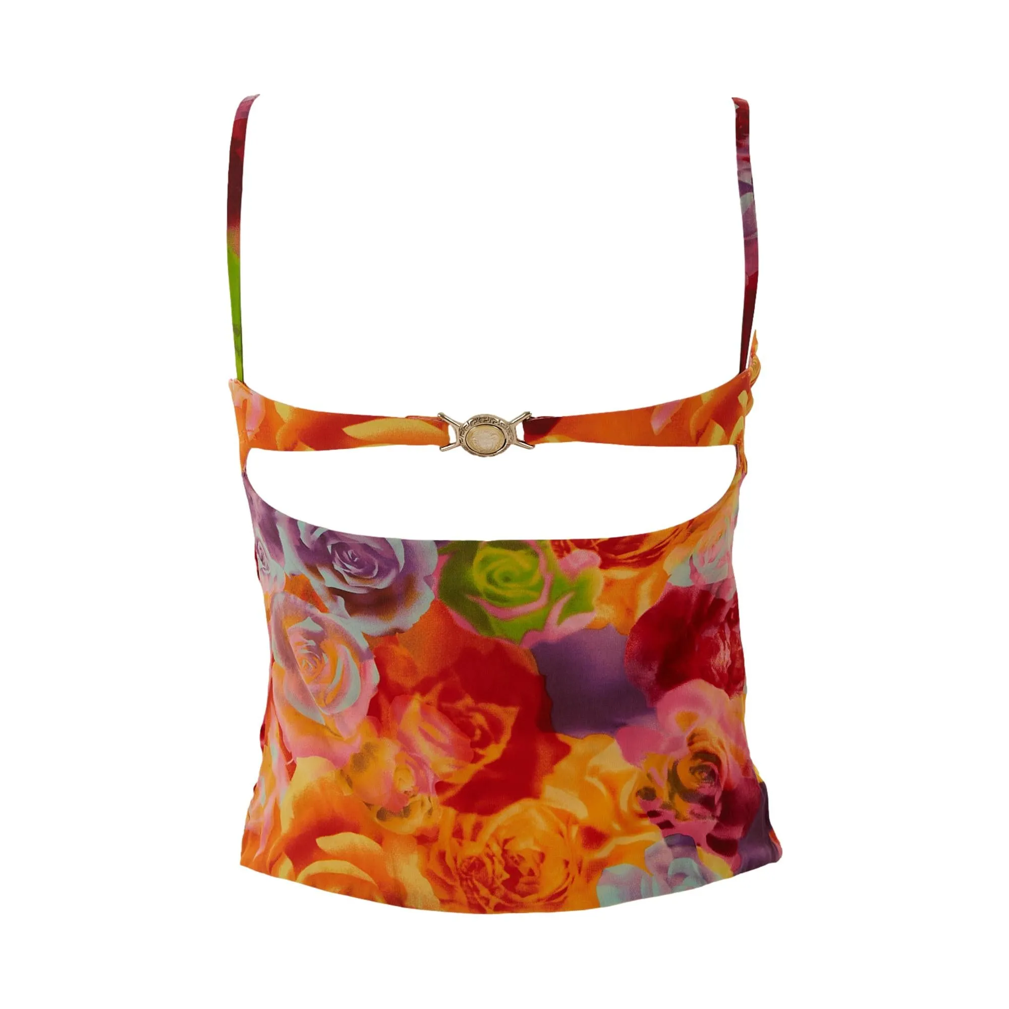 Versace Multicolor Floral Print Skirt Set