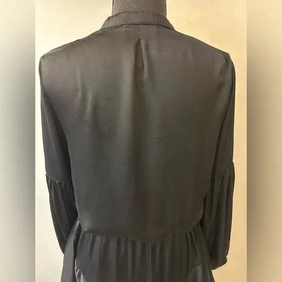 VICI Black Bubbly Satin Adjustable Balloon Sleeve Mini Dress Size Small.