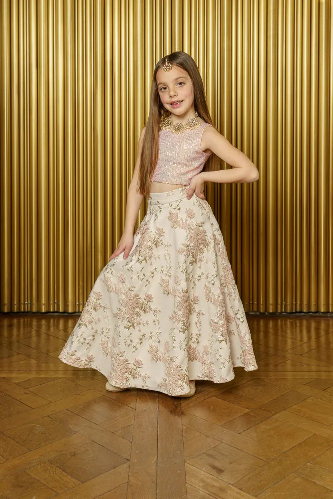 VIENNA Floral Jacquard Kids Skirt