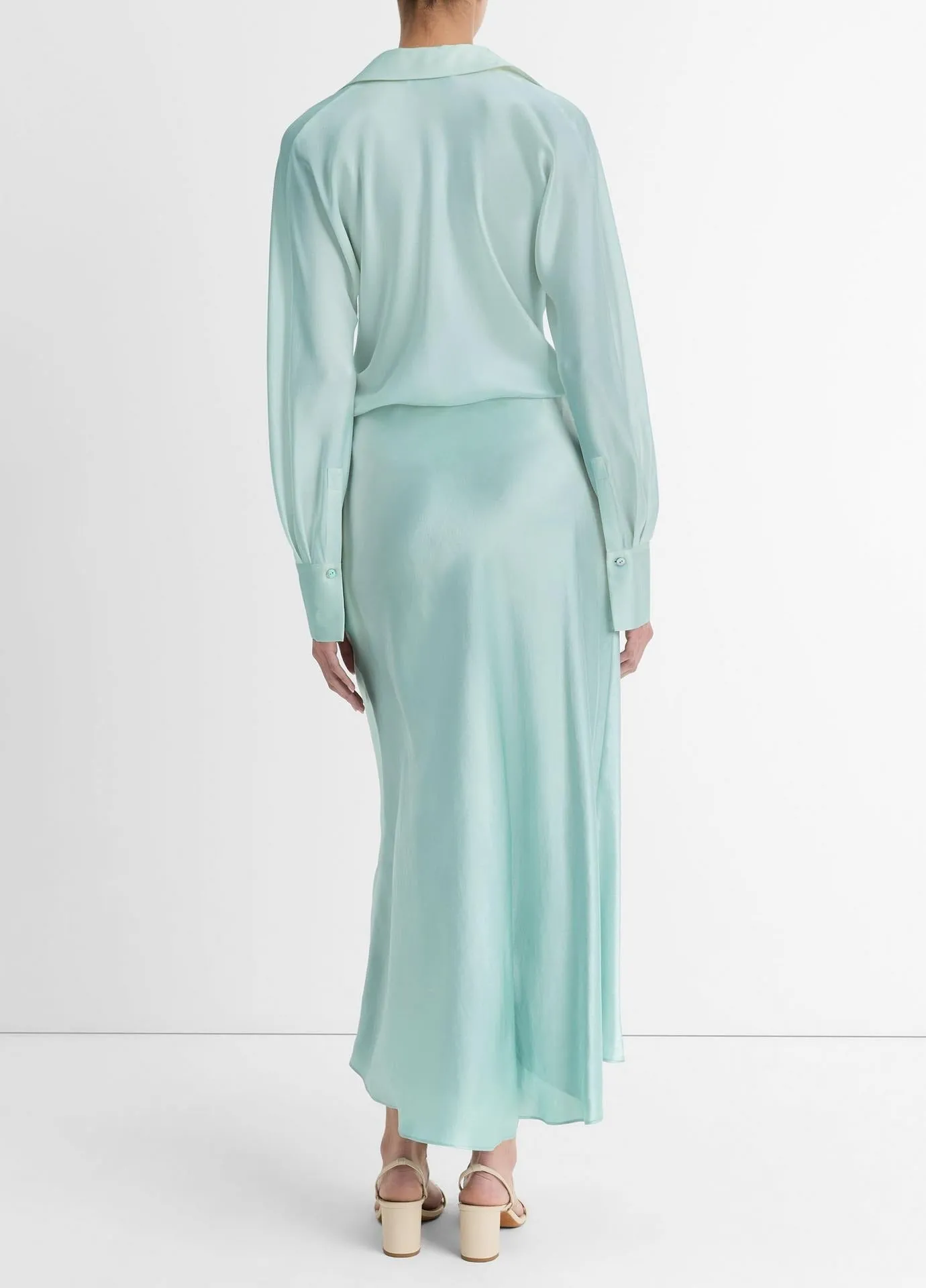 Vince Slip Skirt w/ Lingerie Elastic in Aqua Mineral