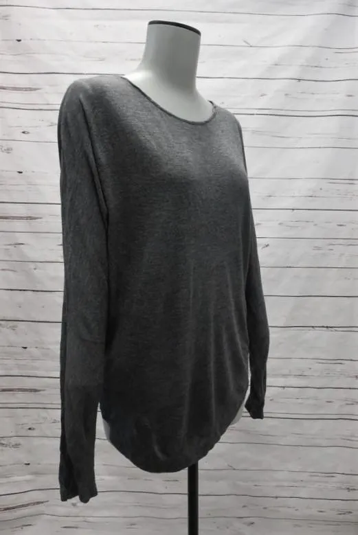 Vince Top Charcoal Silk-Back Jersey Size Extra Small Dolman Sleeve Tee