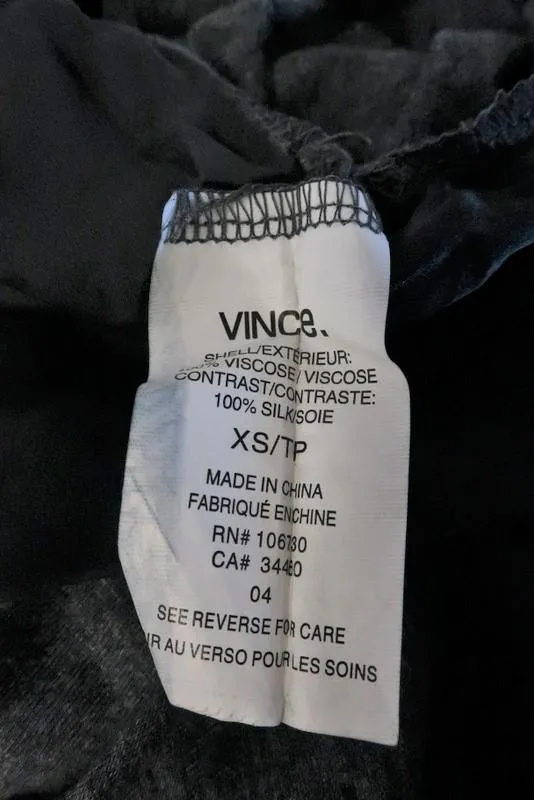 Vince Top Charcoal Silk-Back Jersey Size Extra Small Dolman Sleeve Tee