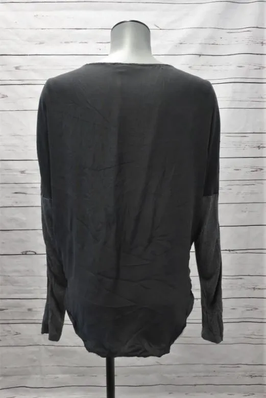 Vince Top Charcoal Silk-Back Jersey Size Extra Small Dolman Sleeve Tee