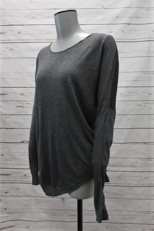 Vince Top Charcoal Silk-Back Jersey Size Extra Small Dolman Sleeve Tee