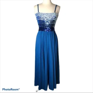 Vintage Lillie Diamond Sequin Maxi Dress Sz 12