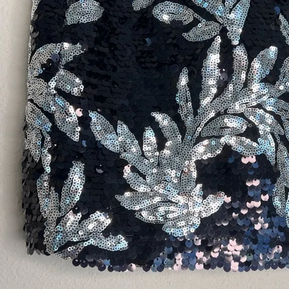 Walter Baker Letty Skirt in Sequin Fantasy, Black/ Silver, size 0 NWT