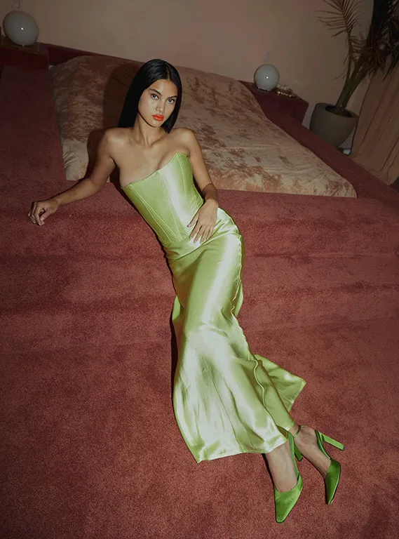 Wasabi Satin Shimmy Skirt