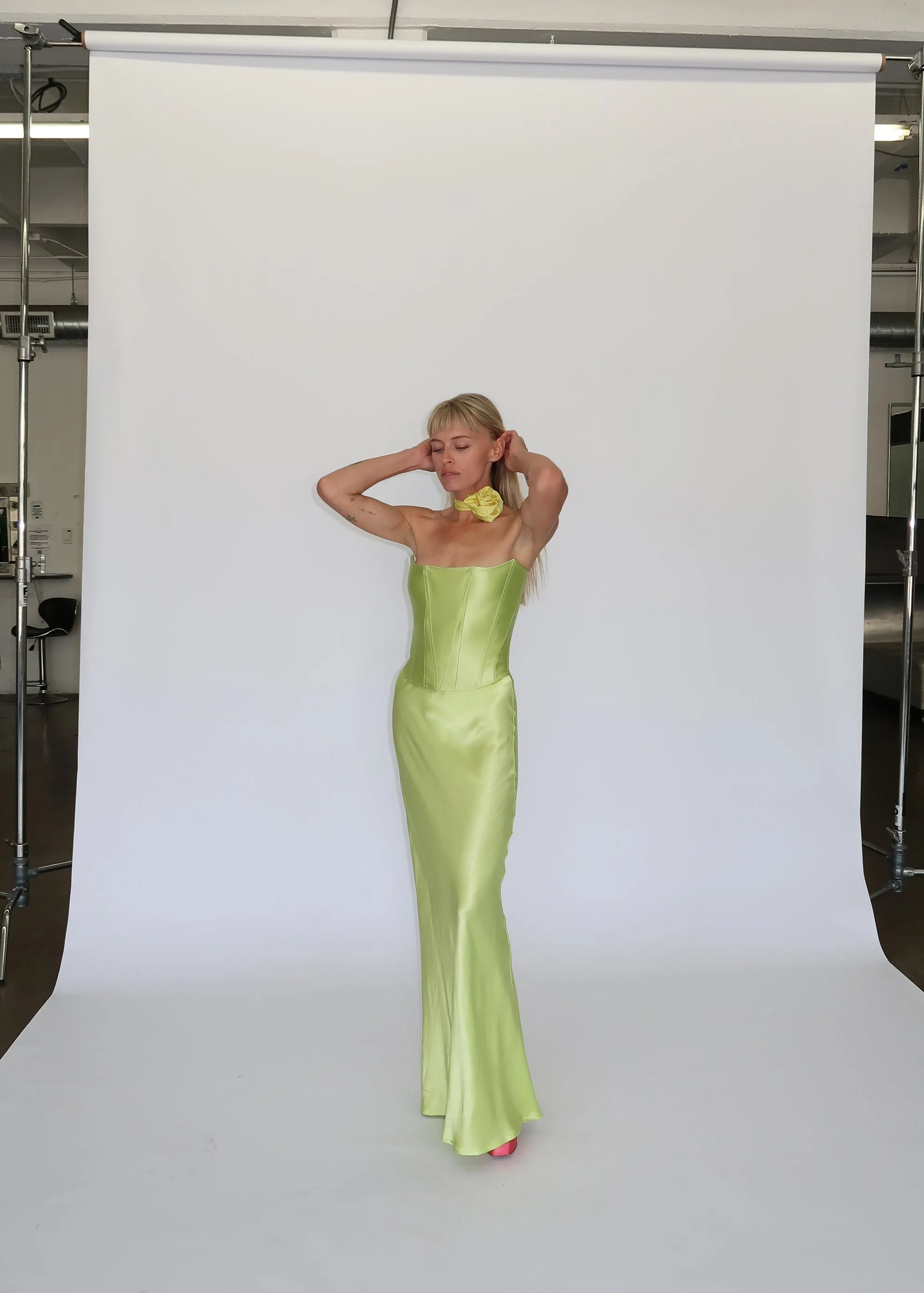 Wasabi Satin Shimmy Skirt