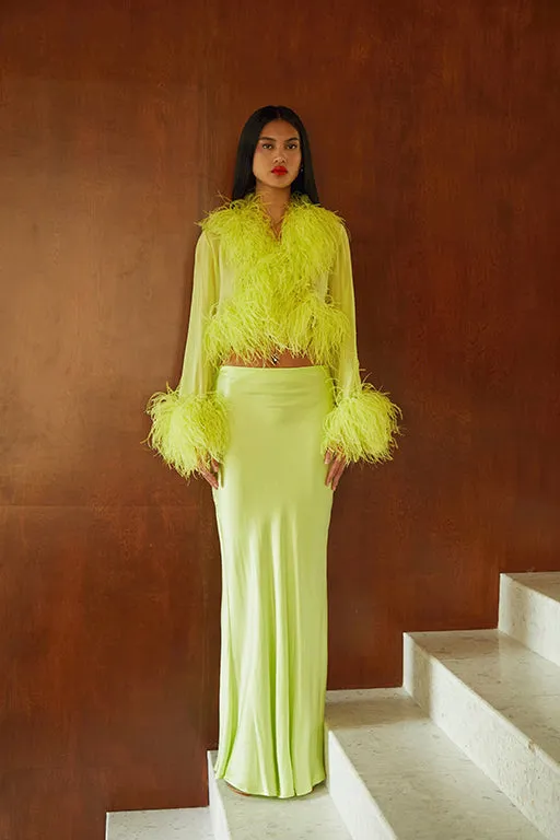 Wasabi Satin Shimmy Skirt