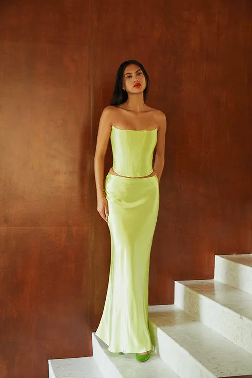 Wasabi Satin Shimmy Skirt