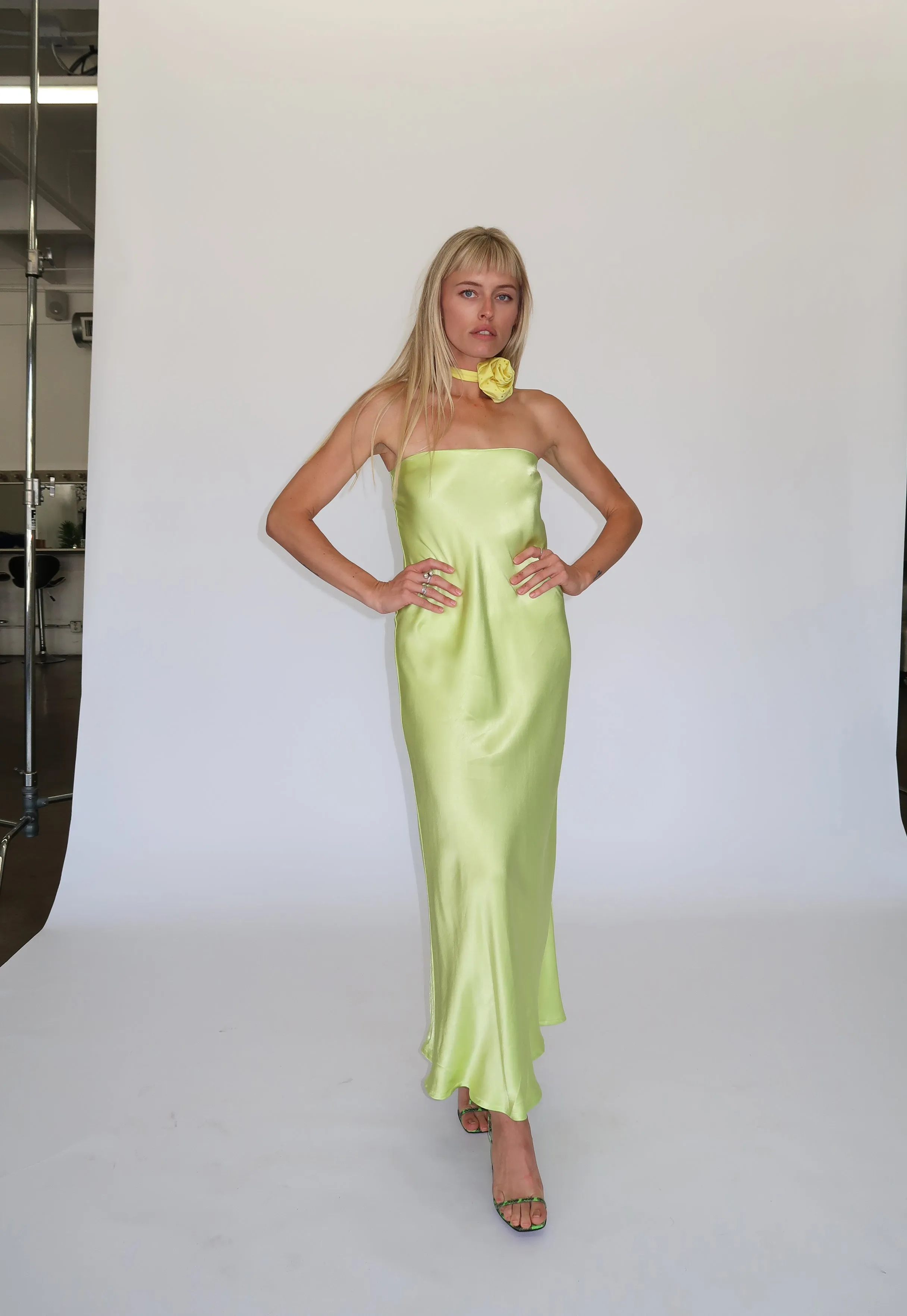 Wasabi Satin Shimmy Skirt