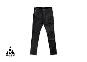 Waxed Leather Logo Jeans "Black"