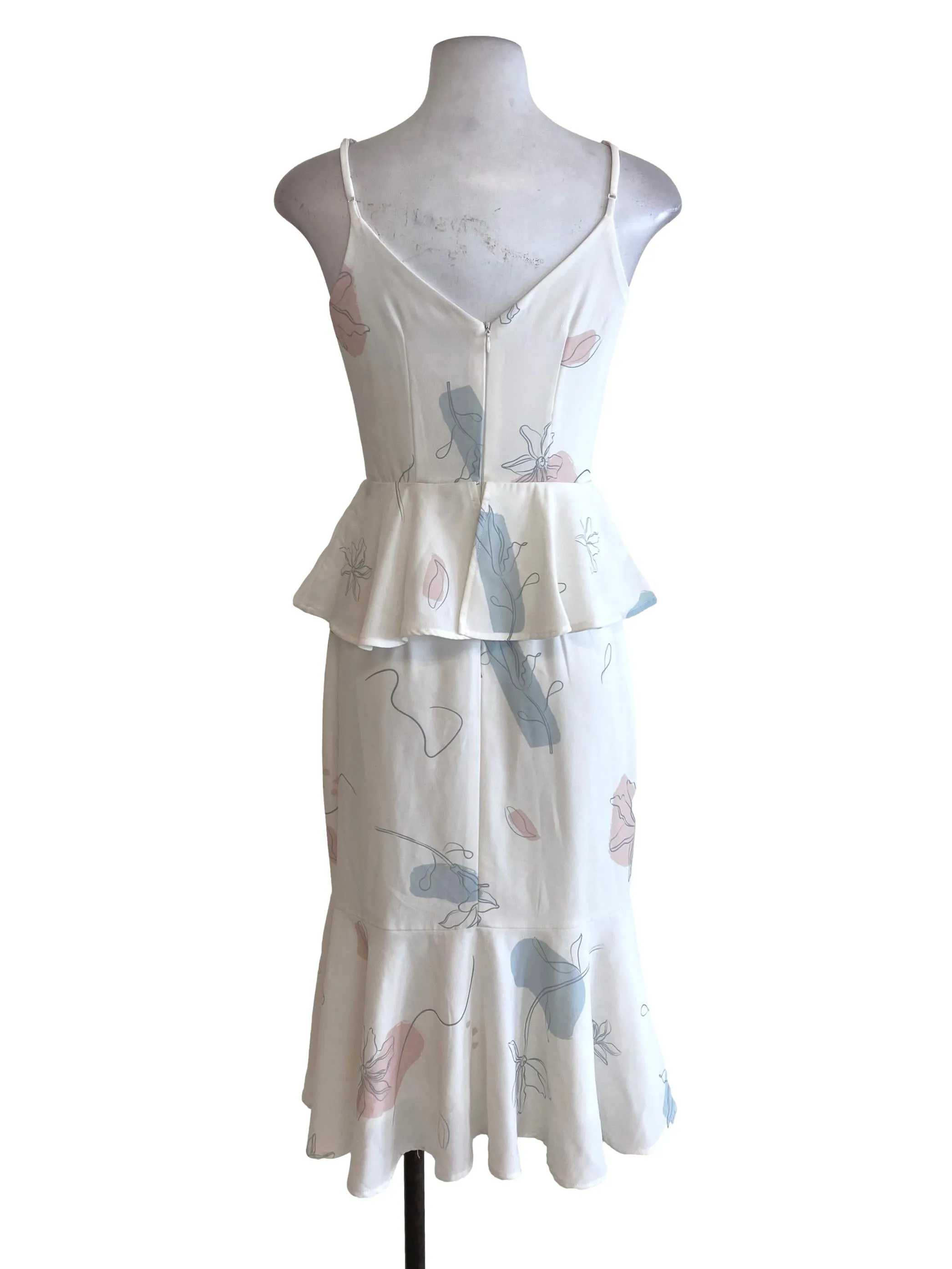 White Floral Peplum Dress