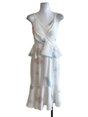 White Floral Peplum Dress