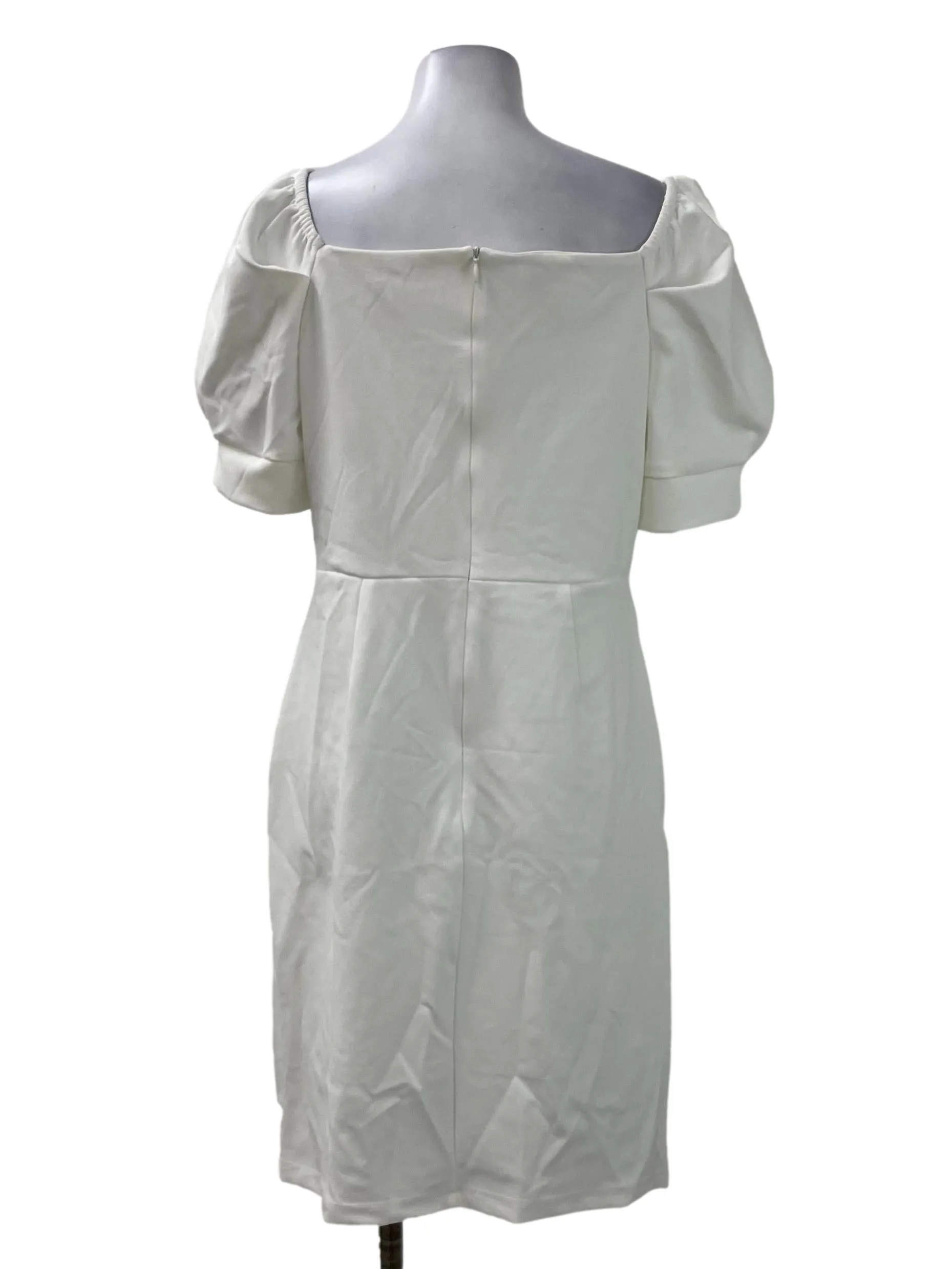 White Front Twist Pencil Dress