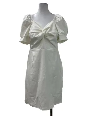 White Front Twist Pencil Dress